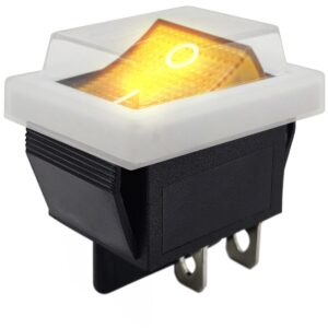 ProRide Wipschakelaar ON-OFF KCD4-202 - met Wit Beschermkapje - 2 Polig - 250V/16A - 30x22mm - Oranje met controlelampje