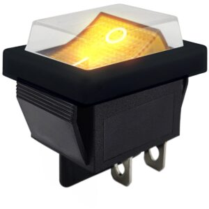 ProRide Wipschakelaar ON-OFF KCD4-202 - met Zwart Beschermkapje - 2 Polig - 250V/16A - 30x22mm - Oranje met controlelampje
