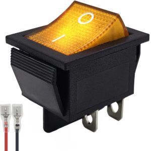 ProRide Wipschakelaar ON-OFF KCD4-202 - met Aansluitkabel - 2 Polig - 250V/16A - 30x22mm - Oranje met lampje