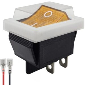 ProRide Wipschakelaar ON-OFF KCD4-202 - met Wit kapje en Aansluitkabel - 2 Polig - 250V/16A - 30x22mm - Oranje zonder lampje