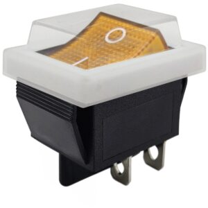 ProRide Wipschakelaar ON-OFF KCD4-202 - met Wit Beschermkapje - 2 Polig - 250V/16A - 30x22mm - Oranje zonder controlelampje