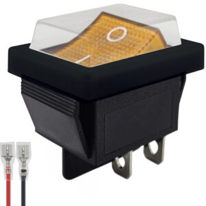 ProRide Wipschakelaar ON-OFF KCD4-202 - met Zwart kapje en Aansluitkabel - 2 Polig - 250V/16A - 30x22mm - Oranje zonder lampje