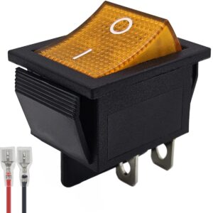 ProRide Wipschakelaar ON-OFF KCD4-202 - met Aansluitkabel - 2 Polig - 250V/16A - 30x22mm - Oranje zonder lampje