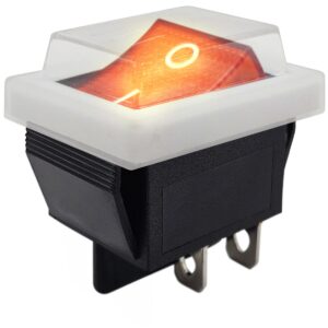 ProRide Wipschakelaar ON-OFF KCD4-202 - met Wit Beschermkapje - 2 Polig - 250V/16A - 30x22mm - Rood met controlelampje