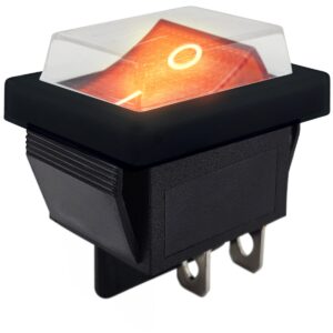 ProRide Wipschakelaar ON-OFF KCD4-202 - met Zwart Beschermkapje - 2 Polig - 250V/16A - 30x22mm - Rood met controlelampje