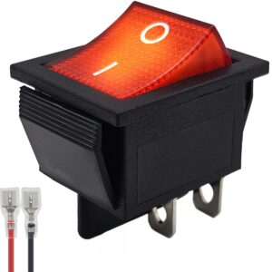 ProRide Wipschakelaar ON-OFF KCD4-202 - met Aansluitkabel - 2 Polig - 250V/16A - 30x22mm - Rood met lampje