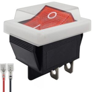 ProRide Wipschakelaar ON-OFF KCD4-202 - met Wit kapje en Aansluitkabel - 2 Polig - 250V/16A - 30x22mm - Rood zonder lampje