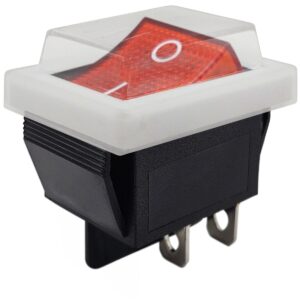 ProRide Wipschakelaar ON-OFF KCD4-202 - met Wit Beschermkapje - 2 Polig - 250V/16A - 30x22mm - Rood zonder controlelampje