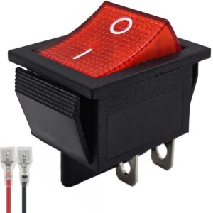 ProRide Wipschakelaar ON-OFF KCD4-202 - met Aansluitkabel - 2 Polig - 250V/16A - 30x22mm - Rood zonder lampje