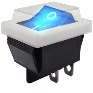 ProRide Wipschakelaar ON-OFF KCD4-202 - met Wit Beschermkapje - 2 Polig - 250V/16A - 30x22mm - Blauw met controlelampje