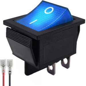 ProRide Wipschakelaar ON-OFF KCD4-202 - met Aansluitkabel - 2 Polig - 250V/16A - 30x22mm - Blauw met lampje