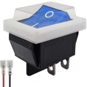 ProRide Wipschakelaar ON-OFF KCD4-202 - met Wit kapje en Aansluitkabel - 2 Polig - 250V/16A - 30x22mm - Blauw zonder lampje