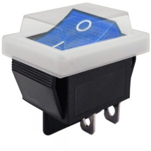 ProRide Wipschakelaar ON-OFF KCD4-202 - met Wit Beschermkapje - 2 Polig - 250V/16A - 30x22mm - Blauw zonder controlelampje
