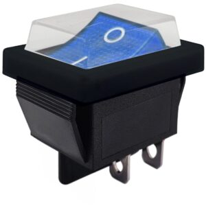 ProRide Wipschakelaar ON-OFF KCD4-202 - met Zwart Beschermkapje - 2 Polig - 250V/16A - 30x22mm - Blauw zonder controlelampje