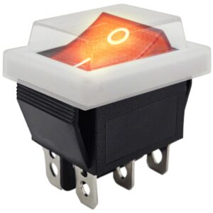 ProRide Wipschakelaar ON-OFF KCD4-202 - met Wit Beschermkapje - 3 Polig - 250V/16A - 30x22mm - Rood met controlelampje