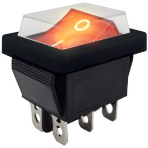 ProRide Wipschakelaar ON-OFF KCD4-202 - met Zwart Beschermkapje - 3 Polig - 250V/16A - 30x22mm - Rood met controlelampje