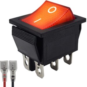 ProRide Wipschakelaar ON-OFF KCD4-202 - met Aansluitkabel - 3 Polig - 250V/16A - 30x22mm - Rood met controlelampje