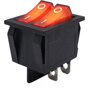 ProRide Dubbele Wipschakelaar ON-OFF KCD6-202 - 2 Polig - 250V/16A - 30x22mm - Rood met controlelampje