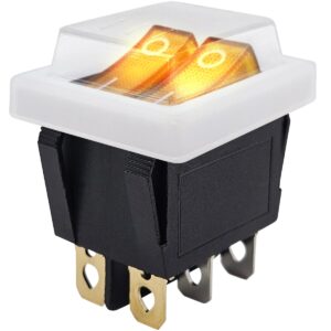 ProRide Dubbele Wipschakelaar ON-OFF KCD6-202 - met Wit Beschermkapje - 3 Polig - 250V/16A - 30x22mm - Oranje met controlelampje