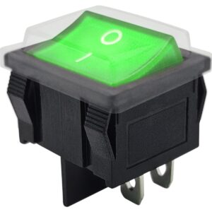 ProRide Wipschakelaar ON-OFF KCD5-202 - met Beschermkapje - 2 Polig - 250V/6A - Groen met controlelampje