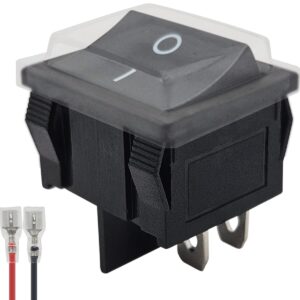 ProRide Wipschakelaar ON-OFF KCD5-202 - met Beschermkapje en Aansluitkabel - 2 Polig - 250V/6A - Zwart zonder lampje