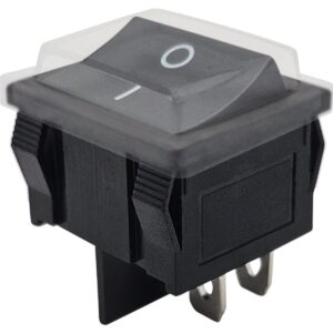 ProRide Wipschakelaar ON-OFF KCD5-202 - met Beschermkapje - 2 Polig - 250V/6A - Zwart zonder controlelampje