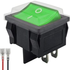ProRide Wipschakelaar ON-OFF KCD5-202 - met Beschermkapje en Aansluitkabel - 2 Polig - 250V/6A - Groen zonder lampje