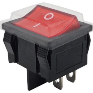 ProRide Wipschakelaar ON-OFF KCD5-202 - met Beschermkapje - 2 Polig - 250V/6A - Rood zonder controlelampje