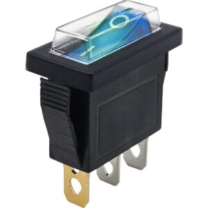 ProRide Wipschakelaar ON-OFF KCD3-12 - met Beschermkapje - 3 pins - Rechthoek - 12V/20A - Blauw