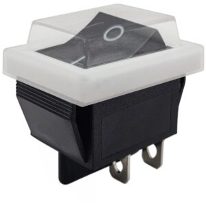 ProRide Wipschakelaar ON-OFF KCD4-202 - met Wit Beschermkapje - 2 Polig - 250V/16A - 30x22mm - Zwart zonder controlelampje