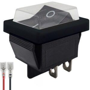 ProRide Wipschakelaar ON-OFF KCD4-202 - met Zwart kapje en Aansluitkabel - 2 Polig - 250V/16A - 30x22mm - Zwart zonder lampje