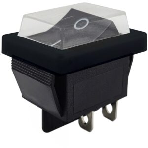 ProRide Wipschakelaar ON-OFF KCD4-202 - met Zwart Beschermkapje - 2 Polig - 250V/16A - 30x22mm - Zwart zonder controlelampje