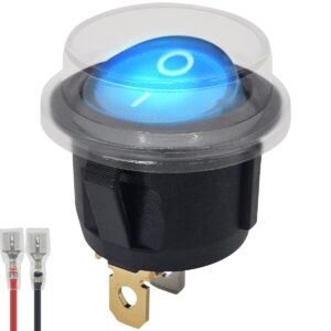 ProRide Wipschakelaar ON-OFF KCD2-220 - met Beschermkapje en Aansluitkabel - Rond - 3 pins - 250V/6A - Blauw