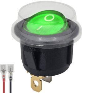 ProRide Wipschakelaar ON-OFF KCD2-220 - met Beschermkapje en Aansluitkabel - Rond - 3 pins - 250V/6A - Groen