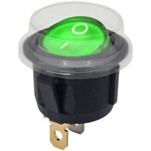 ProRide Wipschakelaar ON-OFF KCD2-220 - met Beschermkapje - Rond - 3 pins - 250V/6A - Groen