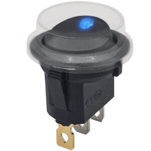 ProRide Wipschakelaar ON-OFF KCD2-12 - met Beschermkapje - 3 pins - Rond - 12V/20A - LED indicator Blauw