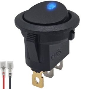 ProRide Wipschakelaar ON-OFF KCD2-12 - met Aansluitkabel - 3 pins - Rond - 12V/20A - LED indicator Blauw