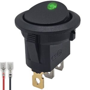 ProRide Wipschakelaar ON-OFF KCD2-12 - met Aansluitkabel - 3 pins - Rond - 12V/20A - LED indicator Groen