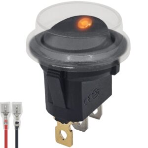 ProRide Wipschakelaar ON-OFF KCD2-12 - met Beschermkapje en Aansluitkabel - 3 pins - Rond - 12V/20A - LED indicator Oranje