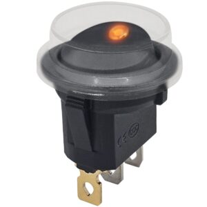 ProRide Wipschakelaar ON-OFF KCD2-12 - met Beschermkapje - 3 pins - Rond - 12V/20A - LED indicator Oranje