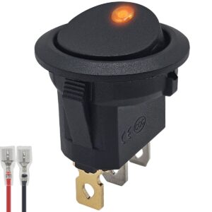 ProRide Wipschakelaar ON-OFF KCD2-12 - met Aansluitkabel - 3 pins - Rond - 12V/20A - LED indicator Oranje
