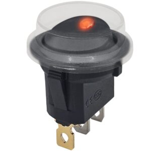 ProRide Wipschakelaar ON-OFF KCD2-12 - met Beschermkapje - 3 pins - Rond - 12V/20A - LED indicator Rood