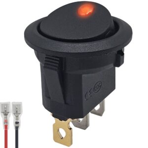 ProRide Wipschakelaar ON-OFF KCD2-12 - met Aansluitkabel - 3 pins - Rond - 12V/20A - LED indicator Rood