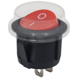 ProRide Wipschakelaar ON/OFF KCD2-202 - met Beschermkapje - 2-pins - Rond ⌀20mm - 250V/6A - Rood