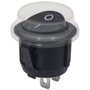 ProRide Wipschakelaar ON/OFF KCD2-202 - met Beschermkapje - 2-pins - Rond ⌀20mm - 250V/6A - Zwart