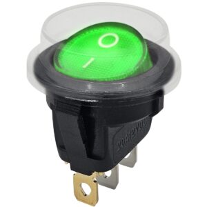 ProRide Wipschakelaar ON-OFF KCD2-12 - met Beschermkapje - 3-pins - Rond - 12V/20A - Groen