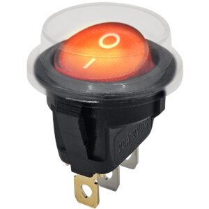 ProRide Wipschakelaar ON-OFF KCD2-12 - met Beschermkapje - 3-pins - Rond - 12V/20A - Rood