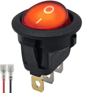 ProRide Wipschakelaar ON-OFF KCD2-12 - met Aansluitkabel - 3-pins - Rond - 12V/20A - Rood