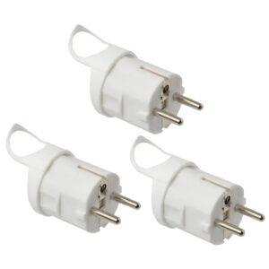 Stekker + RA met treklus - 16A 250V - Wit - set van 3 stuks