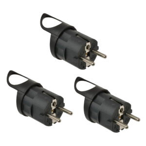 Stekker + RA met treklus - 16A 250V - Zwart  - set van 3 stuks